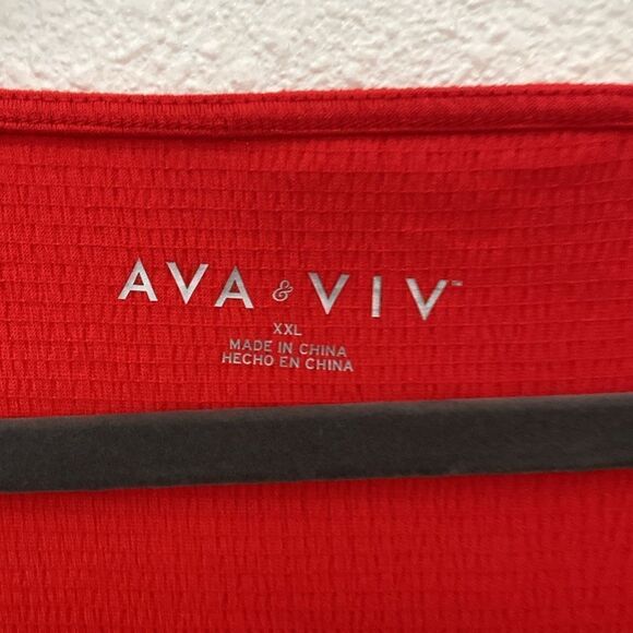 NWOT-Ava & Viv- Long Sleeve Wrap Dress in Hot red- Size XXL - Picture 5 of 7